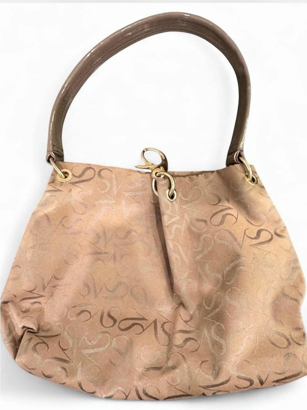 Simply Vera Vera Wang SV Monogram Jacquard Hobo Shoulder hand Bag Brown & Tan